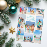 Chic Mele Kalikimaka Family Foto Collage Magnet<br><div class="desc">Chic individualisierbares Foto der Strandfamilie sammelt Weihnachtskarten Magnet mit Ihren Lieblings-tropischen Fotos in der Sonne. Fügen Sie 9 Ihrer Lieblings-Erinnerungen aus Ihrem Inselurlaub an die Küste. Ein wunderschöner Küstenstreifen-Magnet mit einem sauberen,  modernen Fotolayout und hübscher blauer Schrift.</div>