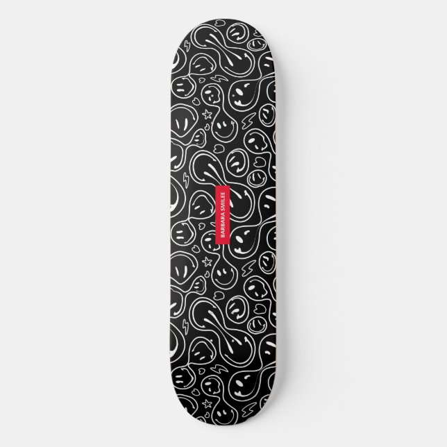 Chic Melting Lächeln Gesicht | Lächelmuster Skateboard (Vorderseite)
