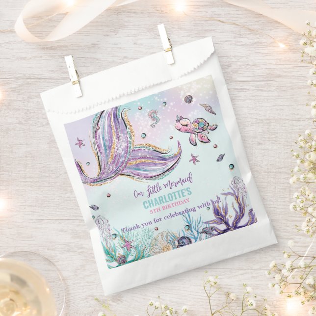 Chic Mermaid Schwanz Under Sea Birthday Party Geschenktütchen (Ausgeschnitten)