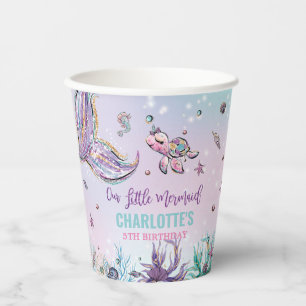 Chic Mermaid Schwanz Under Sea Birthday Party Pappbecher