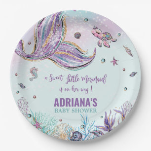 Chic Mermaid Schwanz Under Sea Girl Baby Dusche Pappteller