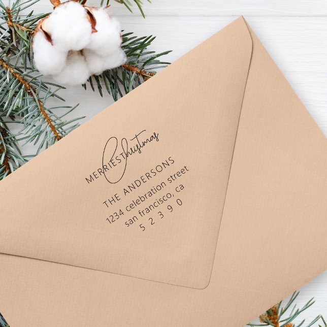 Chic Merriest Weihnachtsfamilie Rücksendeadresse Permastempel (Von Creator hochgeladen)