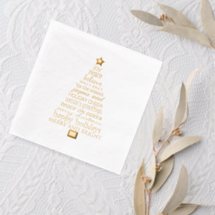 Chic Merry Christmas Tree Words Servietten Mit Folie