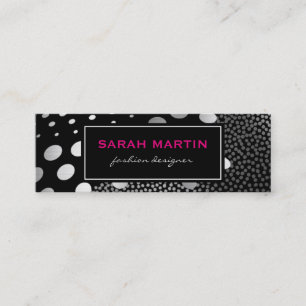 Chic Metallic Dots Pattern Black Label Mini Visitenkarte