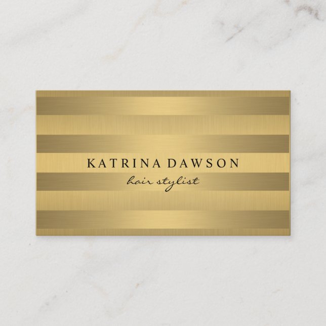 Chic Metallic Gold mit feinen Streifen Visitenkarte (Vorderseite)