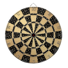 Chic Metallic Gold Stars Moons Black Dartscheibe