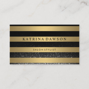 Chic Metallic Gold Streifen Confetti Glow Visitenkarte