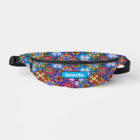 Chic Mexican Talavera Blue lila Fliesen Monogramm
