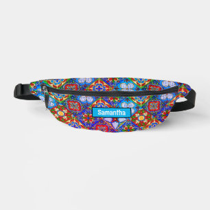 Chic Mexican Talavera Blue lila Fliesen Monogramm Bauchtasche