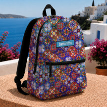 Chic Mexican Talavera Blue lila Fliesen Monogramm