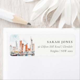 Chic Miami Florida Skyline Wasserfarbadresse