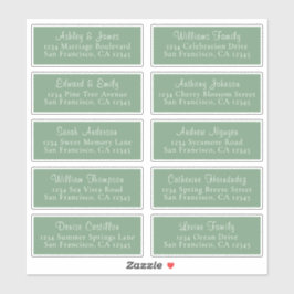Chic Mineral Green Wedding Guest Address Labels
