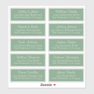 Chic Mineral Green Wedding Guest Address Labels