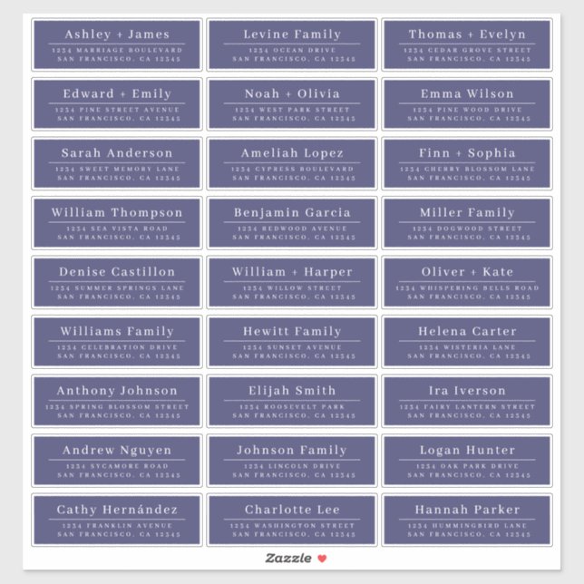 Chic Minimal Blue Wedding Guest Address Labels (Blatt)