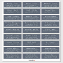 Chic Minimal Blue Wedding Guest Address Labels