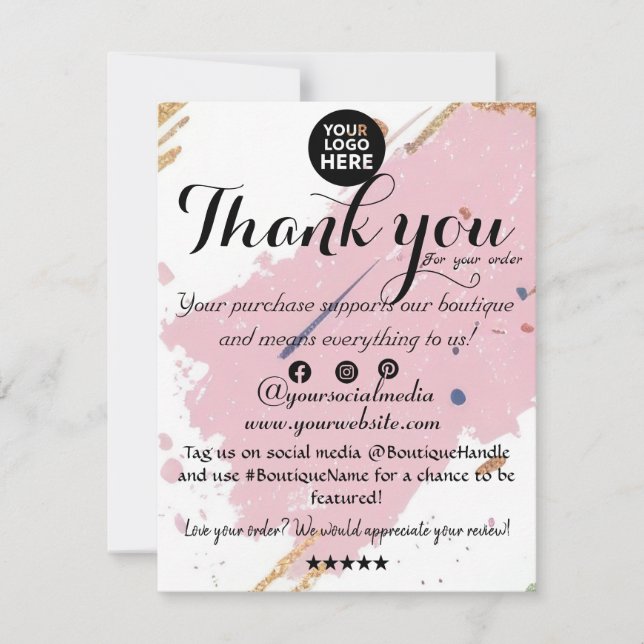 Chic minimal : Boutique Carte de remerciements (Devant)