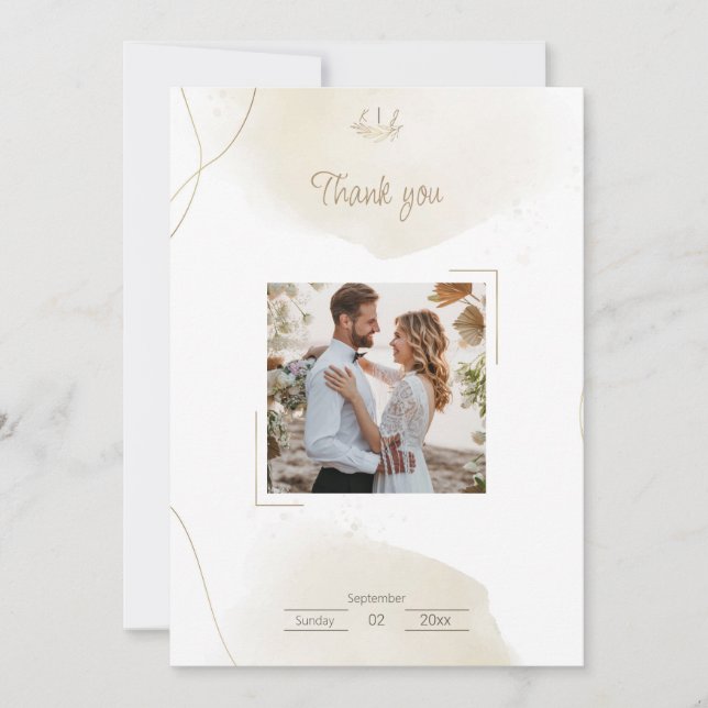 Chic Minimal Custom Foto Vielen Dank für Ihre Hoch Dankeskarte (Vorderseite)