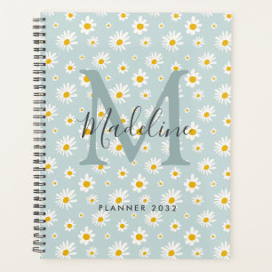Chic Minimal Daisy Türkis Schrift Monogramm Planer