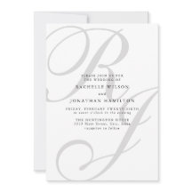 Chic Minimal Foto Schwarz-weiß Monogram Wedding