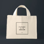 Chic Minimal Französisch Monogramm Vater der Groom Mini Stoffbeutel<br><div class="desc">Chic und minimalfranzösisch, Pariser inspiriert, monochrome schwarz-weiß personalisierter Vater des Bräutigam Mini-Tote-Tasche. Eine Tote Tasche kann ein guter Weg sein, Ihrem Juristen für seine Liebe und Unterstützung an Ihrem besonderen Tag zu danken. Dieser Totbeutel des Vaters der Groom ist ideal, um Geschenke wie einen personalisierten angesagten Kolben, eine Mini-Champagnerflasche und...</div>