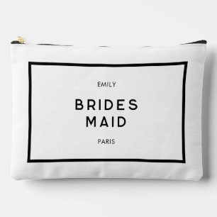 Chic Minimal French Black & White Bridesmaid Zubehörtasche