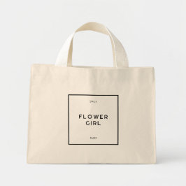 Chic Minimal French Black & White Flower Girl Name Mini Stoffbeutel