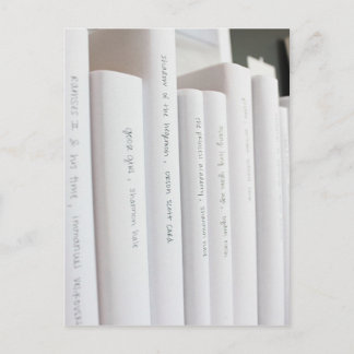 chic minimal hardcovers with white spines literary postkarte