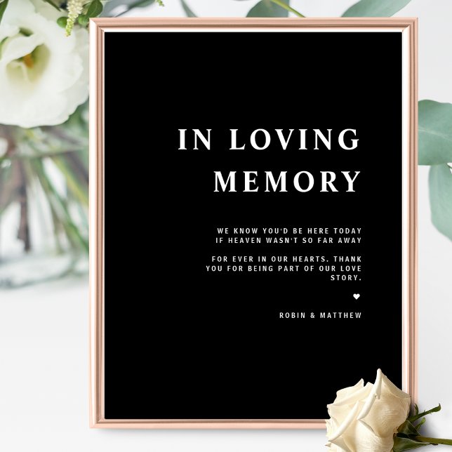 Chic, Minimal in Love Memory Black Wedding-Zeichen Poster (Von Creator hochgeladen)