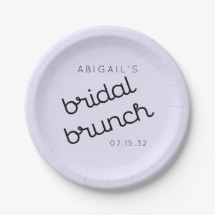 Chic Minimal Lavender Mod Script Brunch Willkommen Pappteller