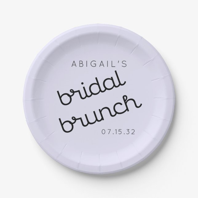 Chic Minimal Lavender Mod Script Brunch Willkommen Pappteller (Vorderseite)