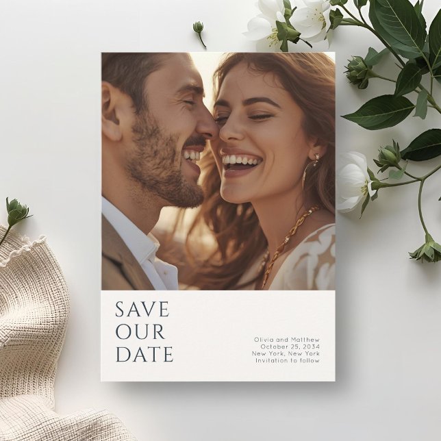 Chic Minimal Modern Photo Monogram Wedding  Save The Date (Von Creator hochgeladen)