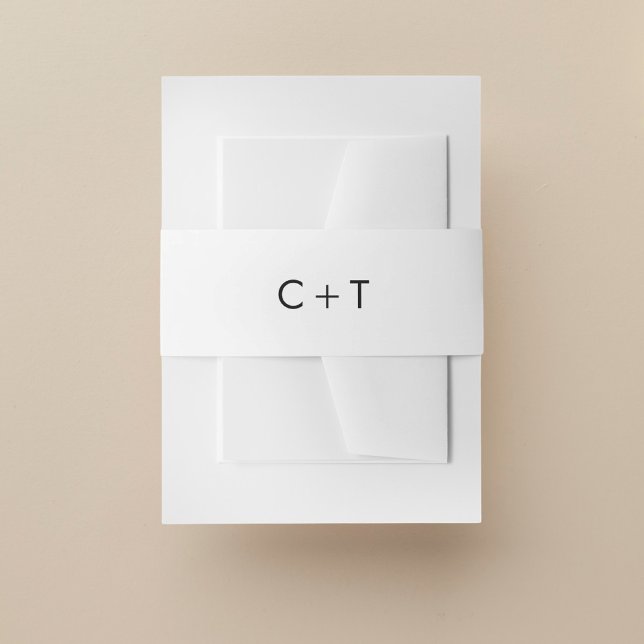 Chic Minimal Modern Plus Signing Monogram Wedding Einladungsbanderole (Von Creator hochgeladen)