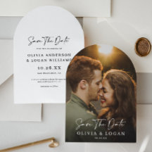 Chic Minimal Modern Script One Photo Wedding