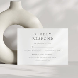 Chic Minimal Moderne Hochzeit RSVP Karte