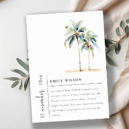 Chic Minimal Palm Trees Tropical Baby Dusche Einladung