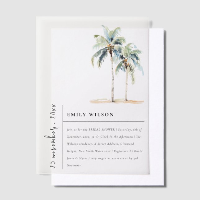 Chic Minimal Palm Trees Tropisches Brautparty (Versetzt)