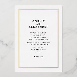 Chic Minimal Pariser Goldbrasse Hochzeit Folieneinladung