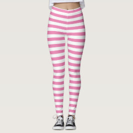 Chic Minimal Rosa und Weiß Streifen Leggings