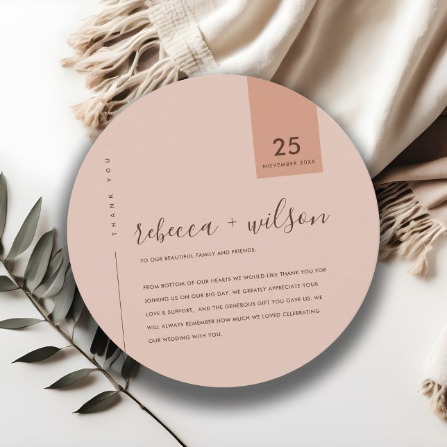 Chic Minimal Rost Pfirsichpfirsichtipografie Hochz Dankeskarte (Von Creator hochgeladen)