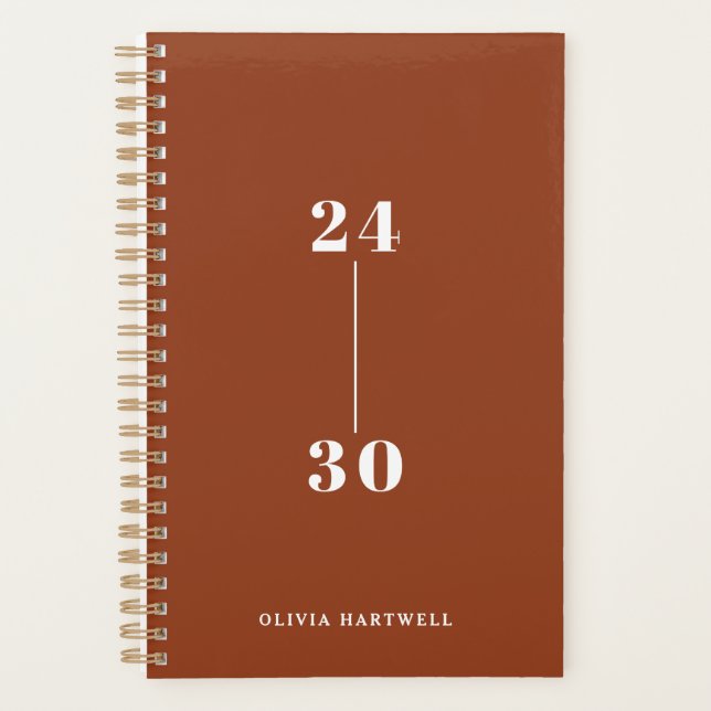 Chic Minimal Terracotta Typografie Planer (Vorderseite)