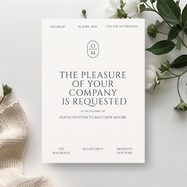 Chic Minimal Typography Monogram Wedding  Einladung (Von Creator hochgeladen)