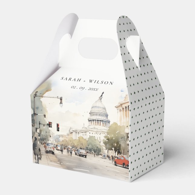 Chic Minimal Washington DC, USA Watercolor Wedding Geschenkschachtel (Vorderseite)
