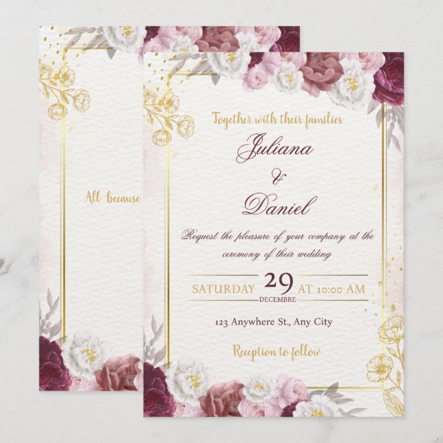 Chic Minimal Wedding Invitation Einladung (Vorne/Hinten)
