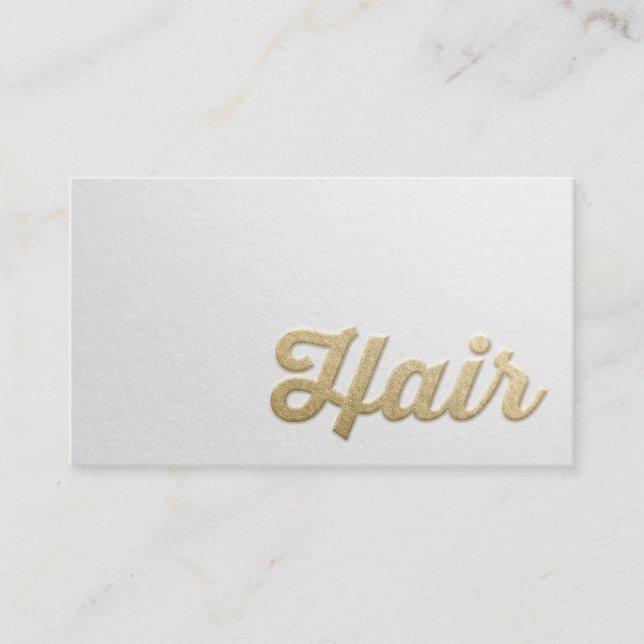 Chic Minimal White Gold Embossed Text Hair Stylist Terminkarte (Vorderseite)