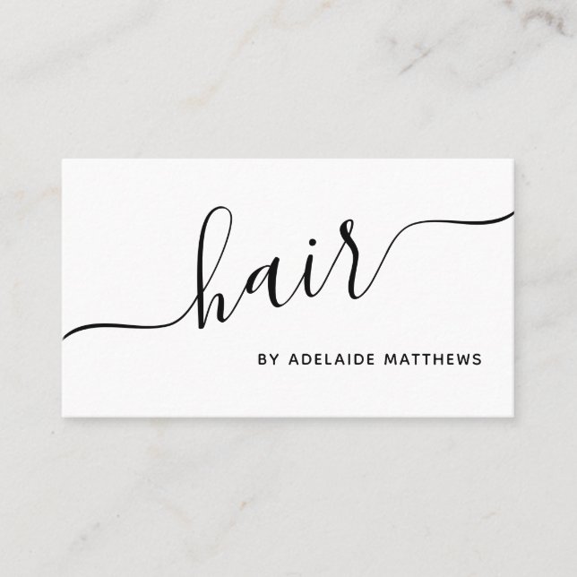 Chic Minimalist Black White Hair Salon Hairstylist Visitenkarte (Vorderseite)