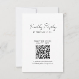 Chic Minimalist Handwriting Script Wedding QR Code RSVP Karte