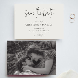 Chic Minimalist Kalligrafie-Script Foto-Hochzeit Save The Date