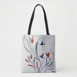 Chic minimalist Kalligraphie Kolibris Blume Tasche