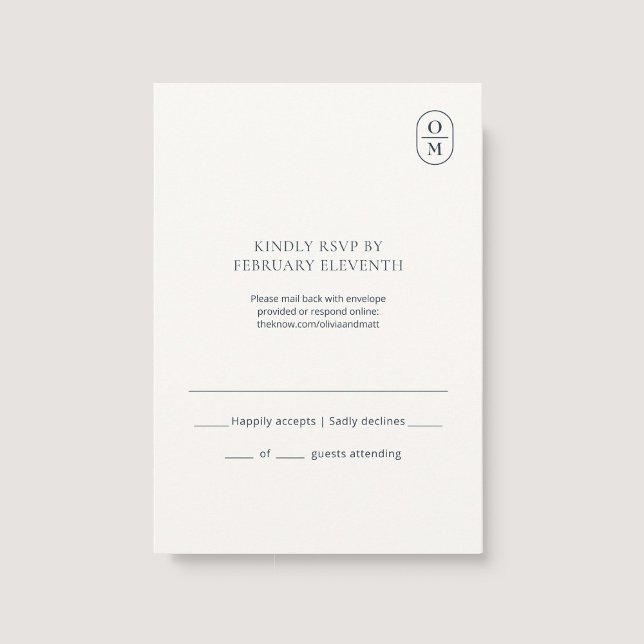 Chic Minimalist Monogram Wedding RSVP Karte (Von Creator hochgeladen)