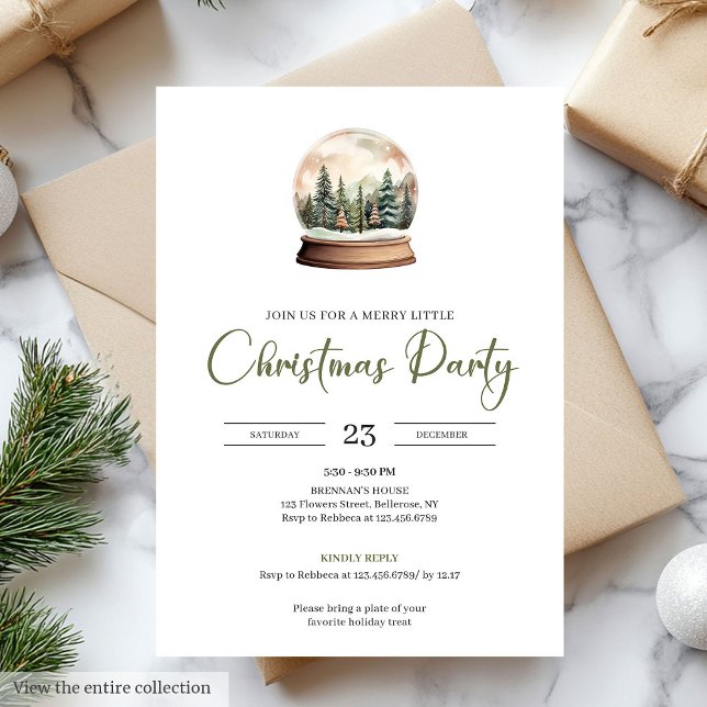 Chic Minimalist Sage Neutral Ivory Christmas Party Einladung (Minimalist Sage Neutral Ivory Christmas Party)